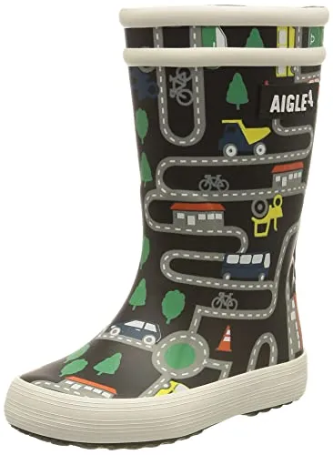Aigle Unisex Kinder Lolly Pop Regenstiefel – Mehrfarbig Traffic, Größe 34 EU - Langlebige Gummistiefel für Kinder, ideal für nasse Tage. Mit praktischem Pull-on Design für einfaches An- und Ausziehen.