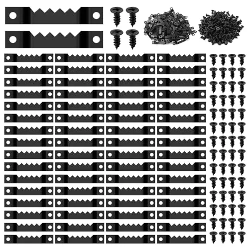 Stück Bilderhaken Bildaufhänger für Wände Bilderhaken,Bilderrahmen Aufhänger, Aufhänger Für Bilder,Zackenaufhänger ,Pack of 100 Picture Hangers with 100 Screws,Tooth Hangers, Black 100