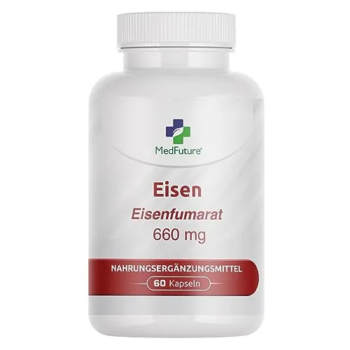 Eisen Hochdosiert - 40 mg Vitamin C 480 mg | Ferrous Fumarate Eisenpräparat | 60 Kapseln | Hochwertiges Eisen Supplement zur Unterstützung des Immunsystems und zur Förderung der Gesundheit