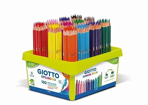 GIOTTO STILNOVO Farbstifte Intense Colors 192 Bleistifte Schulpack, sortierte Farben, optimal für Kinder, Partys und Schulen