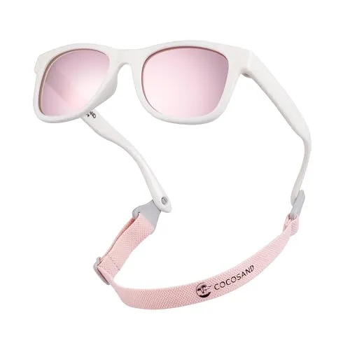 COCOSAND Baby-Sonnenbrille mit Polarisation und Band, UV-Schutz, für Mädchen, Jungen, Säuglinge, Kleinkinder, Neugeborene 0-24 Monate