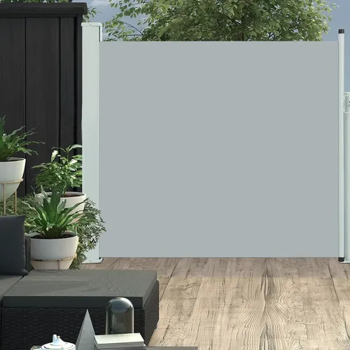 The Living Store Ausziehbare Seitenmarkise 170×300 cm Grau