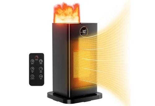 TLGREEN Heizlüfter mit Befeuchtungsfunktion, PTC Leise Heizung,12-Std-Timer, 4 Modus, 1500 W, 90° Oszillierend, Fernbedienung, Umgebungslicht, Tip Over Schutz