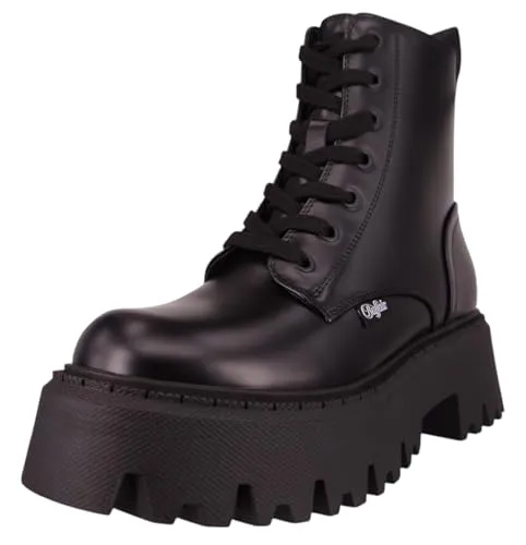 Buffalo Aspen Lace Up - Schwarze Kunstlederschuhe in Weite Normal, Größe 41 - Wanderschuhe aus robustem Kunstleder, ideal für lange Wanderungen mit hohem Tragekomfort und modernem Design.