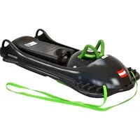 KHW Rodel Mountain Racer Schwarz - Lenk Schlitten mit Bremse - Schlitten für Kinder, ideal für rasante Abfahrten, mit sicherer Lenkung und Bremse für mehr Kontrolle und Spaß im Schnee.