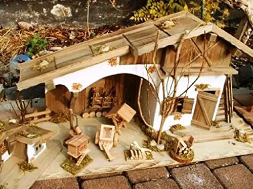 Großes Krippenset Holzhaus 80cm mit Zubehör