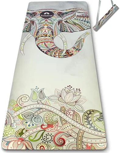 Yogamatte aus Naturkautschuk I Hot Yoga Mikrofaser Matte I Bikram Yogamatte Maschinenwaschbar I Yin Yoga Matte I Yogatuch und Matte in einem I feucht besonders rutschfest I 183 x 68 cm I 4mm