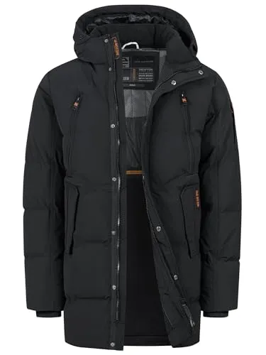 Indicode Herren INBoulton Parka mit Kapuze | Warme Herrenjacke in Schwarz, Größe XL - Warme Wattierung schützt vor Kälte und sorgt für Komfort. Die Kapuze und mehrere Taschen bieten praktischen Schutz und Stauraum. Ideal für den täglichen Einsatz in der kalten Jahreszeit.