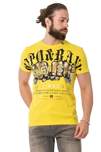 Cipo & Baxx Herren T-Shirt Freizeit Sommer T-Shirt CT714 Yellow XL
