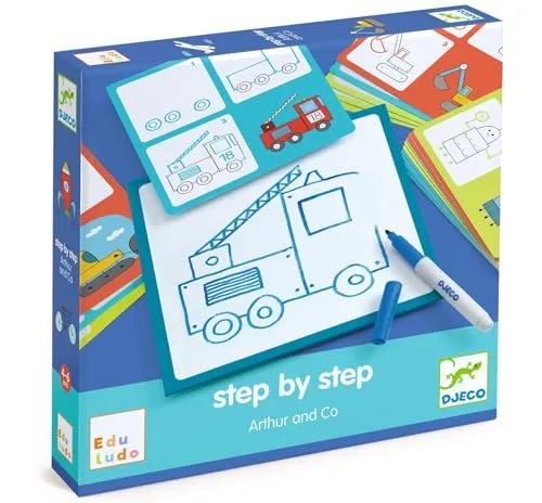 Djeco Eduludo Step by Step Arthur and Co Zeichenlernen, Schritt für Schritt