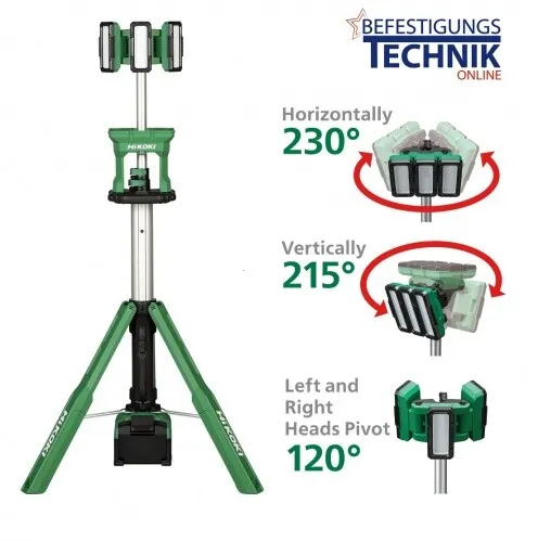 HIKOKI UB18DGW4Z Akku Stativ-Baustellenstrahler - Arbeitsleuchten mit beeindruckenden 4.000 Lumen, kabelloser Einsatz und über 10 Stunden Betriebsdauer – ideal für Baustellen und Outdoor-Projekte.