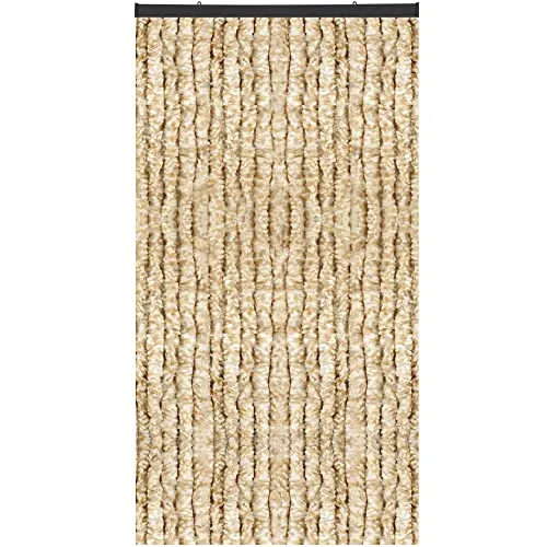Flauschvorhang Chenille Vorhang, Extrabreit 140x200 Meliert beige-weiß - Fliegengitter mit optimalem Sicht- und Insektenschutz, langlebig und pflegeleicht. Ideal für Türen bei Camping, Balkon oder Terrasse.
