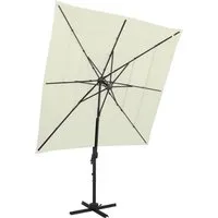 furnicato Sonnenschirm mit Aluminium-Mast 4-lagig Sandfarben 250x250 cm