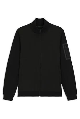 BOSS GREEN Hybridjacke Momentum - Schwarz L (50) - Funktionsjacke mit regular fit, elastischem Feinstrick und Stehkragen. Perfekt für einen lässigen Look und vielseitige Einsatzmöglichkeiten.