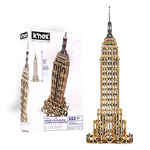 K'Nex 15259 Architecture Empire State Building Set, Hobby Craft Set for Kids and Adults, 2122 Piece Model Kit, Building Construction Set for Teenagers and Adults, Suitable for Children Aged 9 Years +