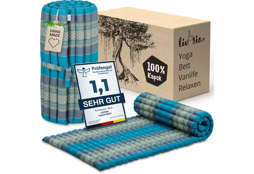 Reisebett-Matratzen Rollmatte 75 cm breit, vegan und handgefertigt, 200x75x4,5cm, livasia, 4.5 cm hoch, Kapok