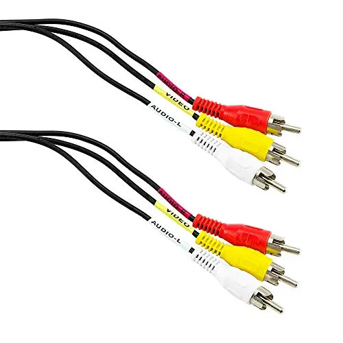BestPlug 2 Meter RCA Audio Video Kabel, 3 Cinch Stecker auf 3 Chinch Stecker, Schwarz