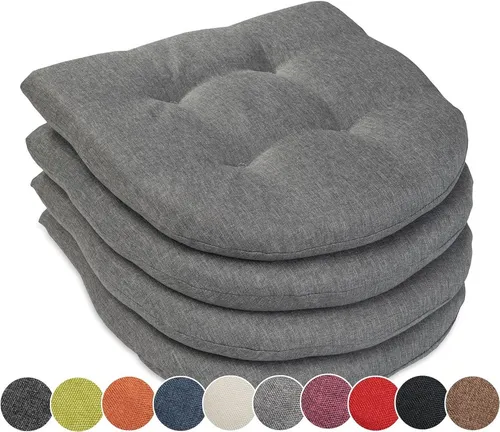 sunnypillow Stuhlkissen 4er Set 40x40 cm - Stuhlkissen für Haus und Garten mit 5 cm Dicke, ideal für zusätzlichen Komfort und Stil auf Stühlen und Bänken, in elegantem Grau.