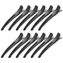 Stück Profi-Haarspangen Entenschnabel-Silikonband Schwarz 12 - Praktische Haarklammern für professionelles Styling: Rutschfestes Silikonband sorgt für sicheren Halt ohne Haarbeschädigung. Ideal für alle Haartypen, perfekt für Friseure und den Heimgebrauch.