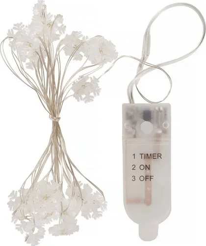 VBS Lichterkette Micro LED Lichterkette Schneeflocke, batteriebetrieben und TImer 2,1 m