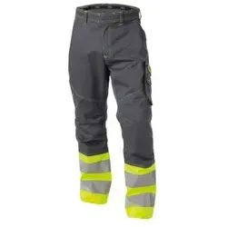 Phoenix Warnschutzhose zementgrau/neongelb, Größe 64 - Arbeits- & Schutzkleidung mit verstärkten Cordura® Taschen, ideal für Sicherheit und Funktionalität bei der Arbeit, zertifiziert nach EN ISO 20471.
