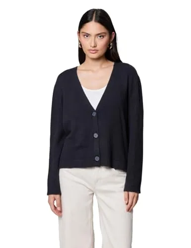 Street One Studio Damen Cosy Basic Cardigan in Ink Blue Night, Größe 42 - Strickjacke für Damen mit V-Ausschnitt und Knopfleiste, bietet ein softes Tragegefühl – perfekt für den Alltag oder entspannte Abende.
