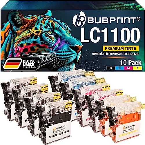 Bubprint 10 Druckerpatronen kompatibel als Ersatz für Brother LC-1100 LC-980 für DCP-145C DCP-195C DCP-165C MFC-250C MFC-490CW MFC-5490CN MFC-5890CN MFC-6490CW