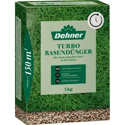Dehner Rasensamen Turbo Rasendünger 3 kg - Hochwertiger Dünger für ein intensives, sattes Grün! Ideal für Flächen bis 150 m², fördert das Wachstum durch hohen Nährstoffgehalt.