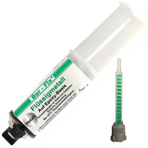 Ber-Fix 2K Flüssigmetall hitzebeständig 120°C 25g Metallkleber Metallspachtel