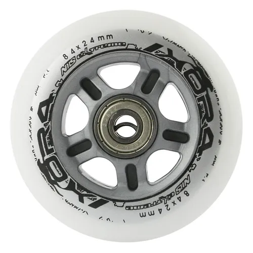 PU 84x24 82A BIAŁE MATOWE (4 szt.) + ABEC-9 CHROME (8 szt.) ZESTAW 5907695544572