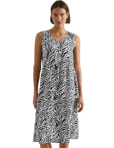 Cecil Midikleid V-Neck Zebraprint Palm Breeze Green M von CECIL