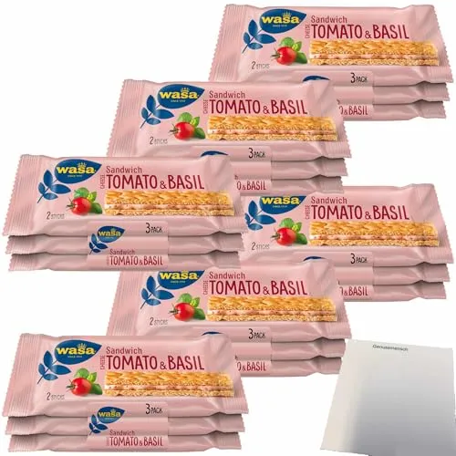 usy Bundle für Wasa Knäckebrot Sandwich Käse, Tomate & Basilikum Multipack 6er Pack (6x120g Packung) + usy Block