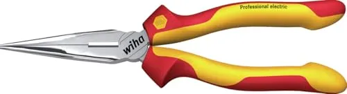 Wiha Flachrundzange Professional electric 26727, 200 mm - VDE geprüfte Zange für Elektriker, mit Schneide und ergonomischem Design für präzises Arbeiten.