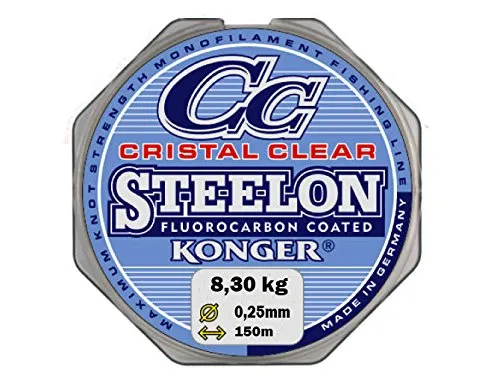 Konger Angelschnur Cristal Clear Fluorocarbon Coated 0,12-0,50mm/150m Monofile Super stark ! (0,05€/m) (0,25mm / 8,30kg)