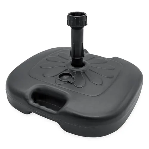 Kunststoff Schirmständer 45 x 45 cm zum Befüllen für Schirmstöcke bis 33 cm - anthrazit - Sonnenschirm Halter befüllbar mit 16 L Wasser oder Sand – Schirm Standfuß Sonnenschirm Ständer Schirmgewicht