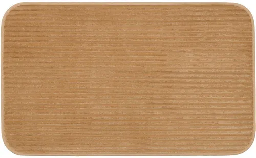 Gözze Badematte Berlin, Höhe 7 mm, rutschhemmend beschichtet, fußbodenheizungsgeeignet, Polyester, rechteckig, Badteppich, Uni Farben, Cord Optik, waschbar