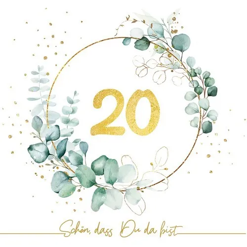 Servietten Eucalyptus Golden 20 - Goldene 20 33x33cm 20