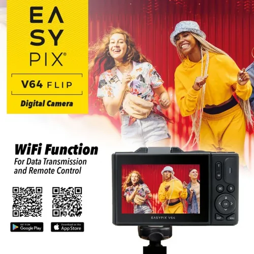 Easypix V64 Flip Kompaktkamera - Action-Cam mit umfangreichem Zubehör, ideal für spontane Aufnahmen und Abenteuer