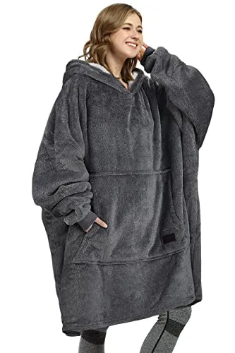 Kato Tirrinia Übergroße Warme Hoodie Sweatshirt Decke, Weiche Flanell Damen Deckenpullover, Komfortable Kapuzenpullover, Gemütlich Geschenke Decke für Erwachsene, Männer, Frauen, Teenager,