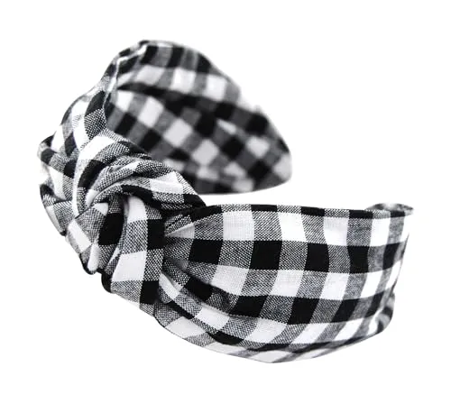 axy Vintage Look Kariert Haarreif - Wunderschön Trachten Haarreifen Damen Stirnband Haarschmuck HR34K (Schwarz)