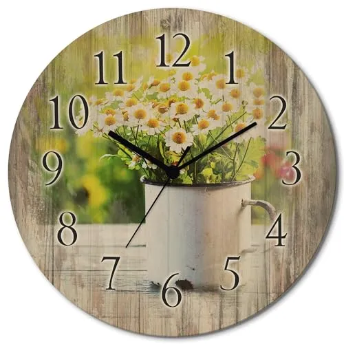 ARTLAND Wanddeko Wanduhr ohne Tickgeräusche aus Holz - Wanduhren aus 6mm Naturholz, lautloses Uhrwerk für ruhige Räume, ideal für Wohn- und Schlafbereiche. Made in Germany, UV-beständig und geruchlos.