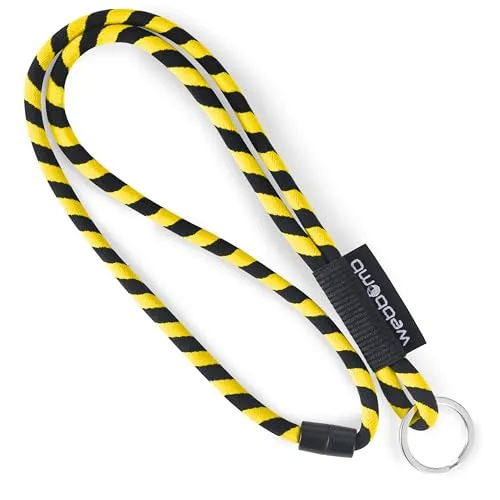 webbomb® Tubular Lanyard zweifarbiges Schlüsselband - rund weich und lang mit Sicherheitsverschluss und Schlüsselring als Schlüsselanhänger Key Chain für Ausweis Handy Schlüssel (gelb/schwarz)