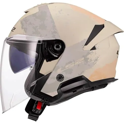 LS2 OF618 Verso II Aqua Jethelm - Matt Beige/Hellgrau - L - Motorradhelm mit KPA-Schale, leicht und sicher. Ausgestattet mit belüftetem Innenfutter für hohen Tragekomfort und einem innovativen Notfall-Release-System für schnelle Hilfe.