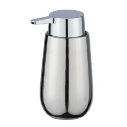WENKO Badi Seifenspender Keramik, nachfüllbar, 320 ml 23656100 , 1 Stück, Farbe: chrom / glänzend