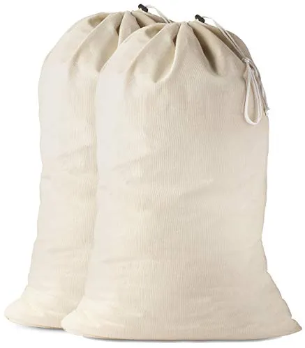 Produktbild Handy Laundry Baumwoll-Wäschesack, der extra strapazierfähige, waschbare Wäschesack mit Kordelzug ist ein toller Stoff-Aufbewahrungsbeutel für Schlafsack, Leinenkorb, Korb und Reisen, (2er-Pack)
