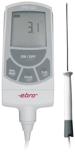 Ebro TFX 422C-60 Einstichthermometer - HACCP-konform - Kochthermometer mit hochpräziser Messgenauigkeit von -50 bis 200°C, ideal für Labor und Industrie, wasserdicht und mit austauschbarer Batterie.