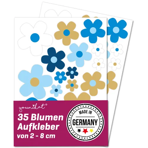 Blumen-Aufkleber-Set Blümchen I Blau-Braun kfz_285