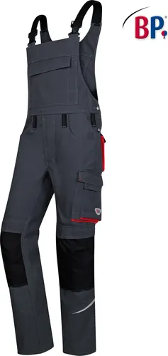 BP Komfort-Latzhose mit Reflexelementen und Kniepolstertaschen 1804 Gr. 62-normal anthrazit/rot