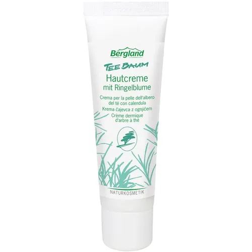 Teebaum Hautcreme mit Ringelblume 50 ml - Körpercremes und -lotions mit Teebaum-Öl und Ringelblumenextrakt, fördert die Regeneration und beruhigt gereizte Haut. Frei von Konservierungsstoffen und künstlichen Zusätzen.