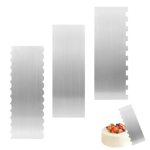 QWORK® 3 Stück Tortenschaber Set, 22CM Edelstahl Tortenspachtel zum Glätten, Tortenspachtel, für Kuchen-Dekorieren